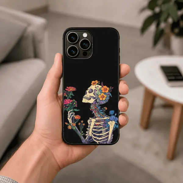 calavera y flores
